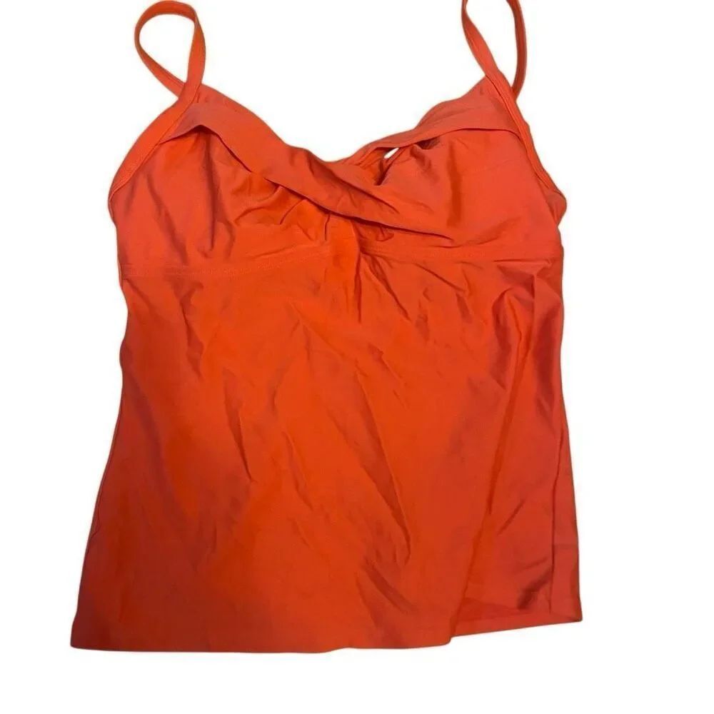 Athleta swim size 36B tankini top orange ruffle wired